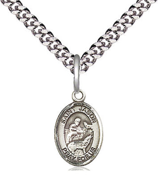 Pewter Saint Jason Medal Religious and Catholic Jewelry Engraved Catholic Saint Jewelry