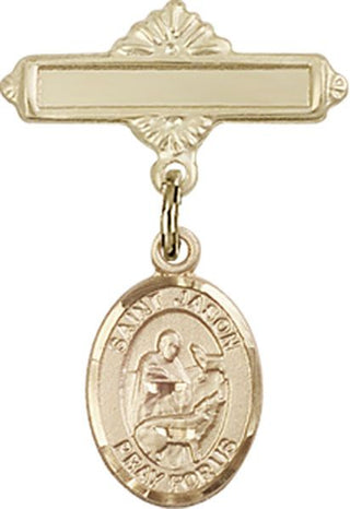 14kt Gold Filled Polished Badge Pin St. Jason Baby Badge - Engravable
