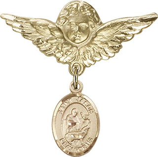 14kt Gold Filled Large Angel w/Wings St. Jason Baby Badge - Engravable