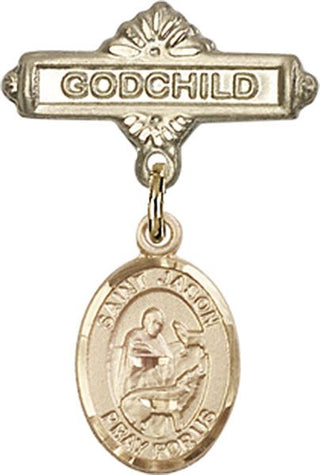 14kt Gold Filled Godchild St. Jason Baby Badge - Engravable