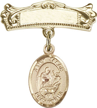 14kt Gold Badge Pin St. Jason Baby Badge - Engravable