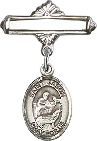 Sterling Silver Polished Badge Pin St. Jason Baby Badge - Engravable