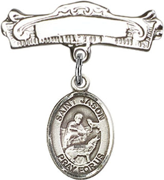 Sterling Silver Badge Pin St. Jason Baby Badge - Engravable