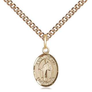 14kt Gold Saint Justin Medal Engraved Catholic Saint Jewelry