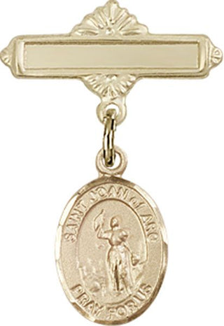 14kt Gold Filled Polished Badge Pin St. Joan of Arc Baby Badge - Engravable