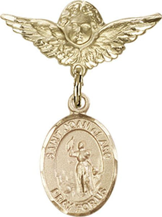 14kt Gold Filled Small Angel w/Wings St. Joan of Arc Baby Badge - Engravable