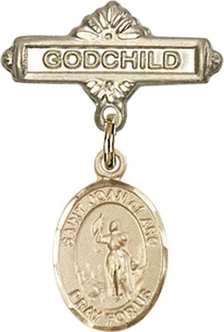 14kt Gold Filled Godchild St. Joan of Arc Baby Badge - Engravable