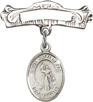Sterling Silver Badge Pin St. Joan of Arc Baby Badge - Engravable