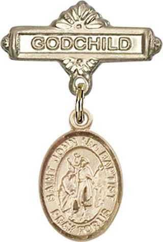 14kt Gold Godchild St. John the Baptist Baby Badge - Engravable