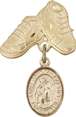 14kt Gold Baby Boots St. John the Baptist Baby Badge - Engravable