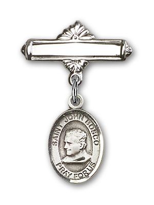 Sterling Silver Polished Badge Pin St. John Bosco Baby Badge - Engravable