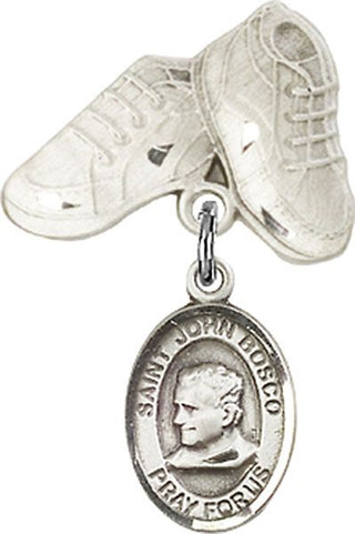 Sterling Silver Baby Boots St. John Bosco Baby Badge - Engravable