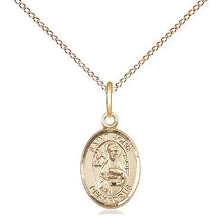 14kt Gold Saint John the Apostle Medal Engraved Catholic Saint Jewelry