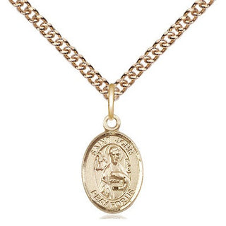 14kt Gold Saint John the Apostle Medal Engraved Catholic Saint Jewelry