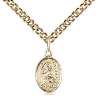 14kt Gold Saint John the Apostle Medal Engraved Catholic Saint Jewelry