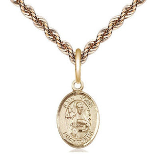 14kt Gold Saint John the Apostle Medal Engraved Catholic Saint Jewelry