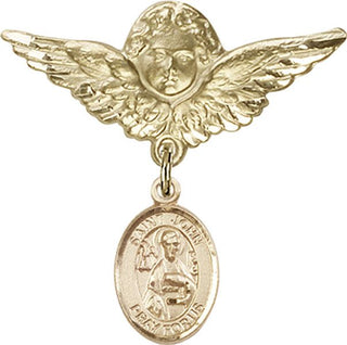 14kt Gold Large Angel w/Wings St. John the Apostle Baby Badge - Engravable