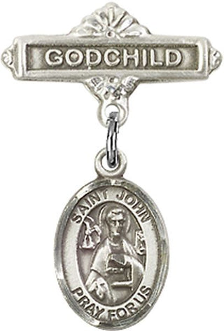 Sterling Silver Godchild St. John the Apostle Baby Badge - Engravable