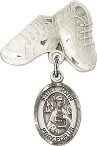 Sterling Silver Baby Boots St. John the Apostle Baby Badge - Engravable