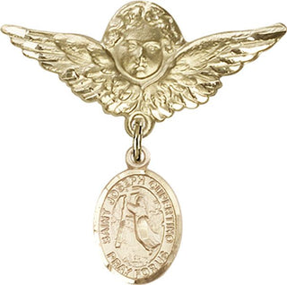 14kt Gold Filled Large Angel w/Wings St. Joseph of Cupertino Baby Badge - Engravable