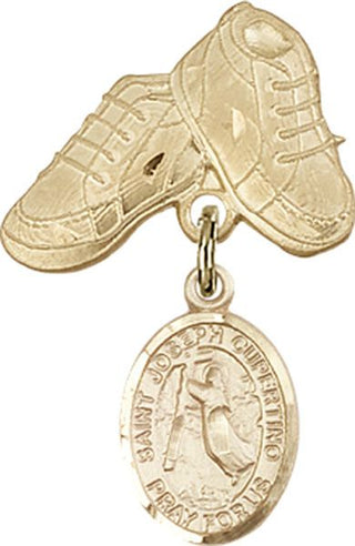 14kt Gold Filled Baby Boots St. Joseph of Cupertino Baby Badge - Engravable