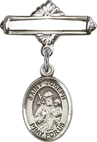 Sterling Silver Polished Badge Pin St. Joseph Baby Badge - Engravable