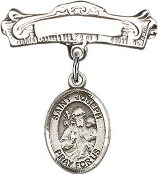 Sterling Silver Badge Pin St. Joseph Baby Badge - Engravable