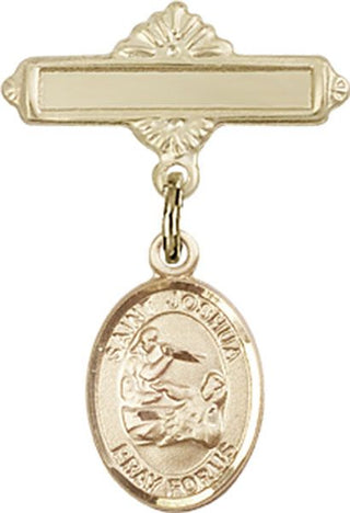 14kt Gold Polished Badge Pin St. Joshua Baby Badge - Engravable