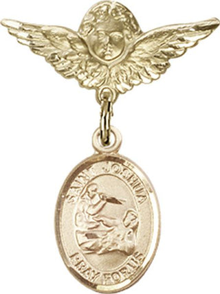 14kt Gold Small Angel w/Wings St. Joshua Baby Badge - Engravable