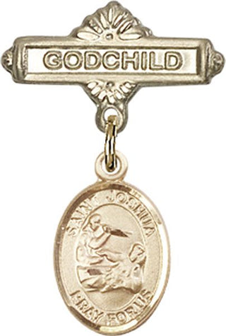 14kt Gold Godchild St. Joshua Baby Badge - Engravable