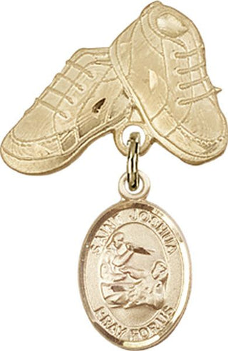 14kt Gold Baby Boots St. Joshua Baby Badge - Engravable
