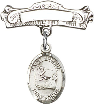 Sterling Silver Badge Pin St. Joshua Baby Badge - Engravable