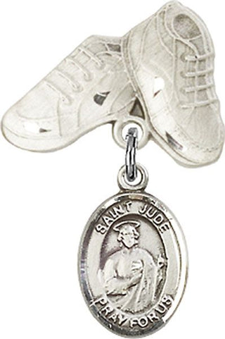 Sterling Silver Baby Boots St. Jude Thaddeus Baby Badge - Engravable
