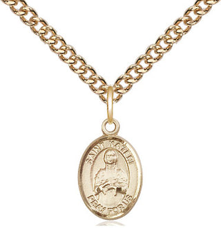 14kt Gold Saint Kateri Medal Engraved Catholic Saint Jewelry