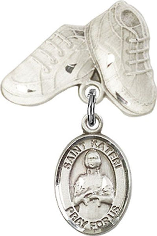 Sterling Silver Baby Boots St. Kateri Tekakwitha Baby Badge - Engravable