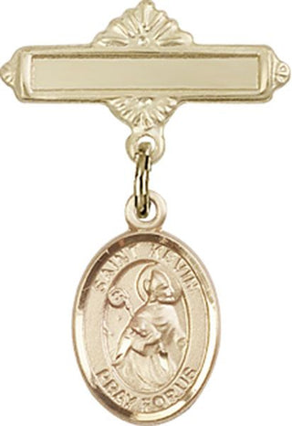 14kt Gold Filled Polished Badge Pin St. Kevin Baby Badge - Engravable