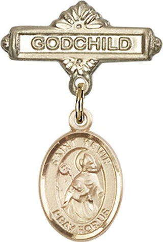 14kt Gold Filled Godchild St. Kevin Baby Badge - Engravable