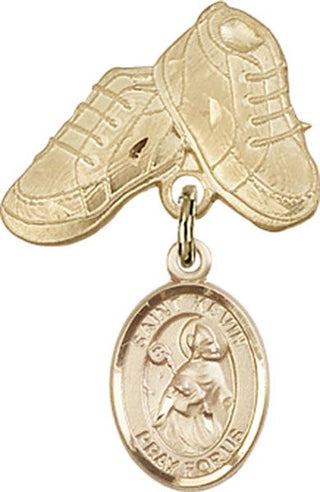 14kt Gold Baby Boots St. Kevin Baby Badge - Engravable