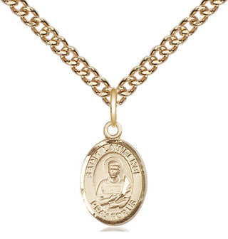14kt Gold Saint Lawrence Medal Engraved Catholic Saint Jewelry