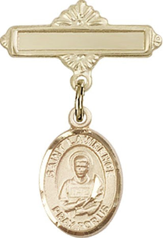14kt Gold Filled Polished Badge Pin St. Lawrence Baby Badge - Engravable