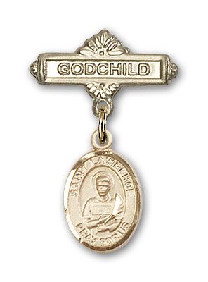 14kt Gold Filled Godchild St. Lawrence Baby Badge - Engravable