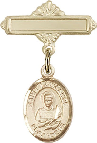 14kt Gold Polished Badge Pin St. Lawrence Baby Badge - Engravable