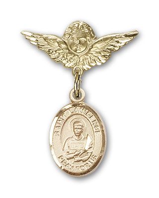 14kt Gold Small Angel w/Wings St. Lawrence Baby Badge - Engravable