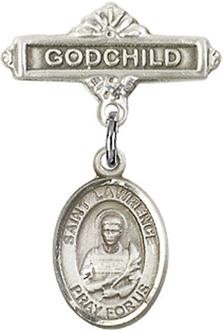 Sterling Silver Godchild St. Lawrence Baby Badge - Engravable