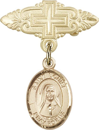 14kt Gold Filled Badge Pin With Cross St. Louise de Marillac Baby Badge - Engravable