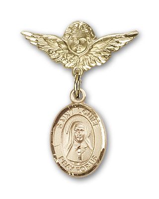 14kt Gold Filled Small Angel w/Wings St. Louise de Marillac Baby Badge - Engravable