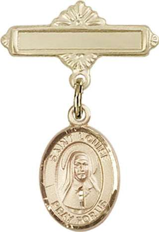 14kt Gold Polished Badge Pin St. Louise de Marillac Baby Badge - Engravable
