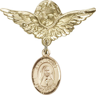 14kt Gold Large Angel w/Wings St. Louise de Marillac Baby Badge - Engravable