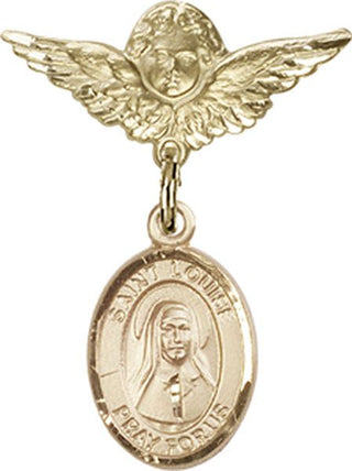 14kt Gold Small Angel w/Wings St. Louise de Marillac Baby Badge - Engravable