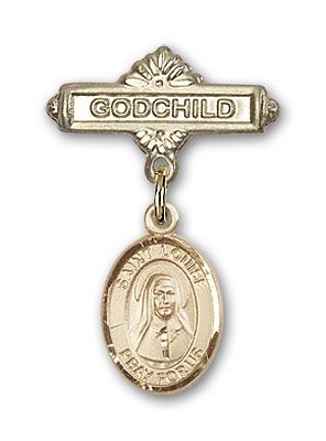 14kt Gold Godchild St. Louise de Marillac Baby Badge - Engravable